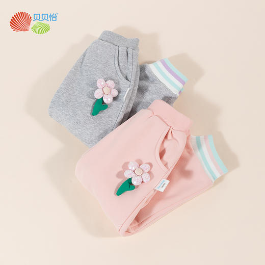 贝贝怡童装秋冬新款女童时尚休闲加绒长裤保暖束脚裤女宝宝运动裤233K2565
 商品图3