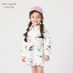 马克珍妮秋装新款 女童兔子满印polo领运动连衣裙卫衣裙 231597