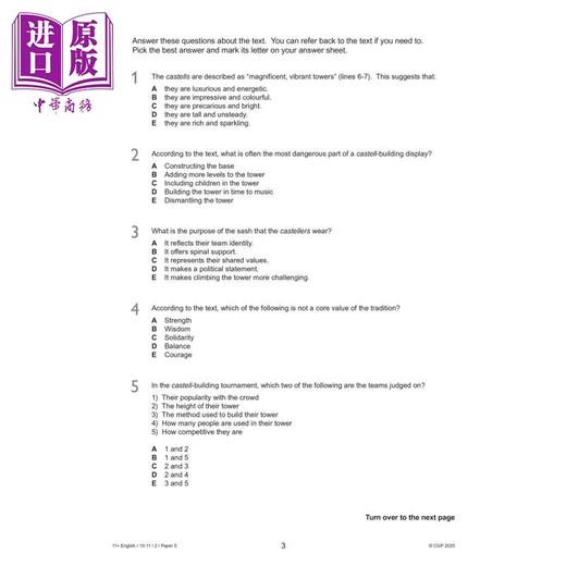 【中商原版】11+ GL English Practice Papers: Ages 10-11 Pack 2 (with Parents Guide & Online Edition) 商品图3
