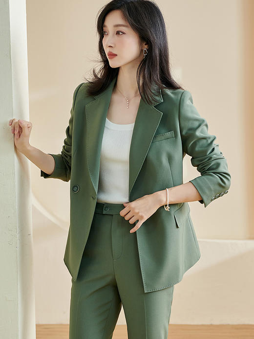 剩S/XL 米思阳2024秋季新款时尚减龄西装修身长袖一粒扣净色职业外套2601 商品图1