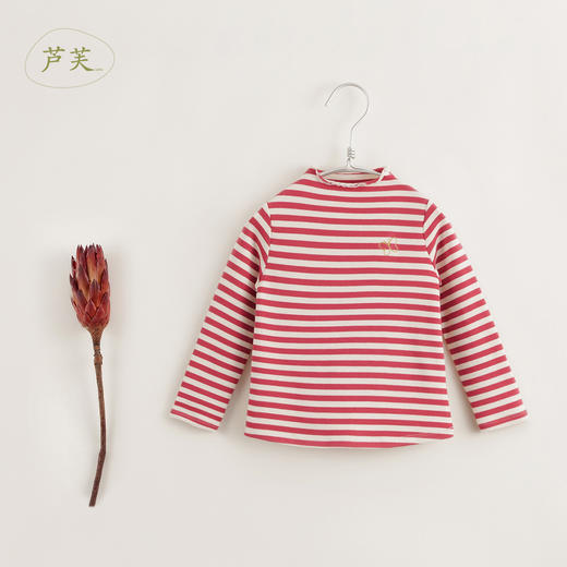 【马克珍妮 芦芙】秋冬新款 条纹花边立领柔软T恤打底衫 231706 商品图1