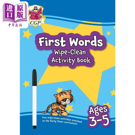 【中商原版】英国原版CGP教辅 New First Words Wipe-Clean Activity Book 新款 3-5岁儿童 一本单词练习 可擦式活动手册 附笔 商品图0