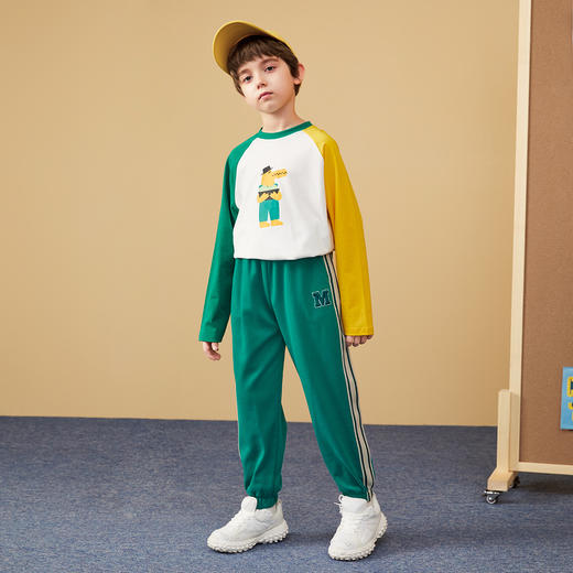 【MQD】官方旗舰店童装秋新款男童基础针织裤儿童条杠运动长裤潮 商品图0