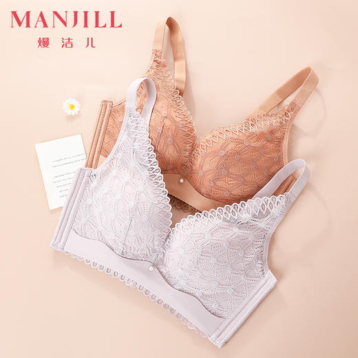 熳洁儿 轻薄透气舒适内衣女大胸显小收副乳防下垂性感蕾丝文胸21751503 商品图0
