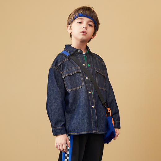 【秒2】【MQD】男童童装秋新款男童牛仔外套儿童宽松净色韩版外套 商品图1