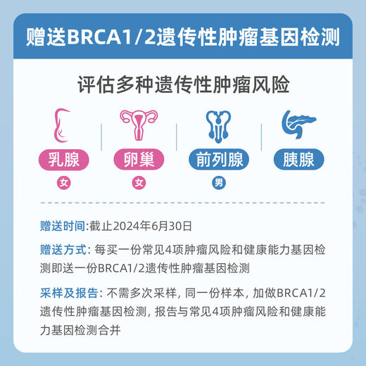 【爱康分院采血】南方基因常见4项肿瘤风险和健康能力基因检测 适用爱康国宾/VIP/卓悦 商品图1