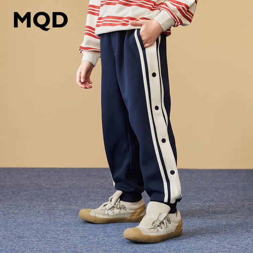 【MQD】童装男童排扣宽松运动卫裤针织裤秋新款中大童裤子侧边条长裤 商品图1