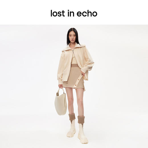 lost in echo 设计师品牌不对称口袋开衩卫衣短裙 商品图3