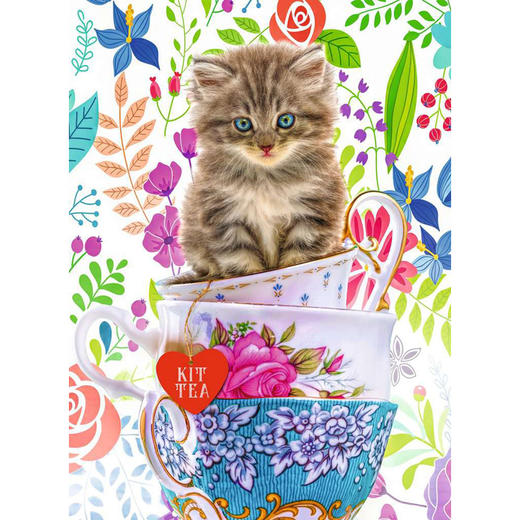 Ravensburger拼图 平面拼图500片杯中小猫RAVC150373 商品图0