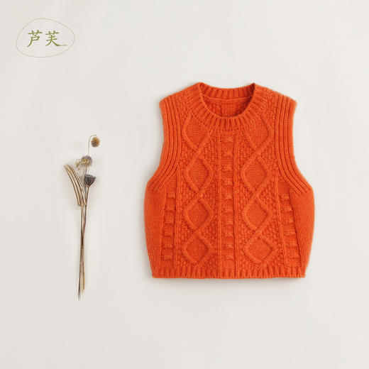 【马克珍妮 芦芙】秋装新款 女童复古提花绵羊毛针织马甲231919 商品图2