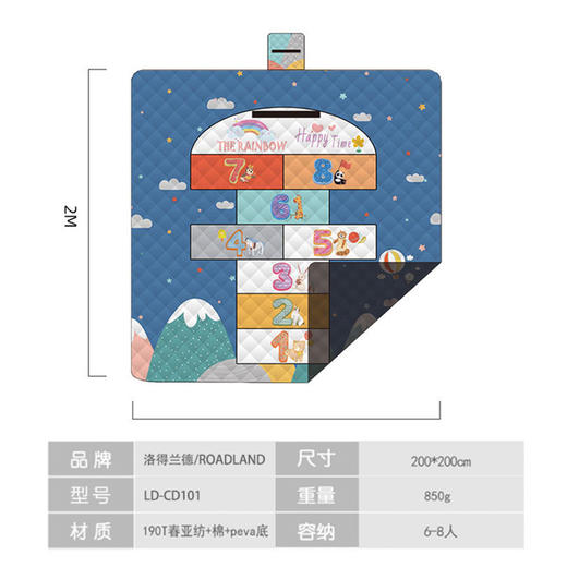 洛得兰德户外野餐垫跳棋LD-CD101跳棋 2*2M 商品图5
