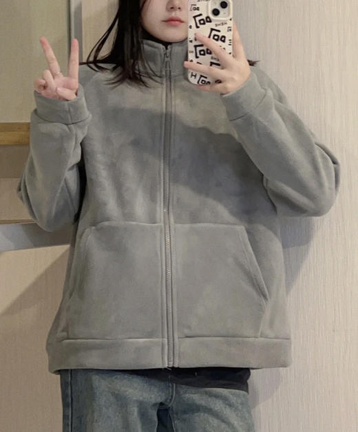 老米优品/ 比男朋友还贴心，比撸猫还舒服🍂《双面摇粒绒羊羔毛外套》蓄热，软糯，好舒服~~拉链卫衣款~ 商品图4