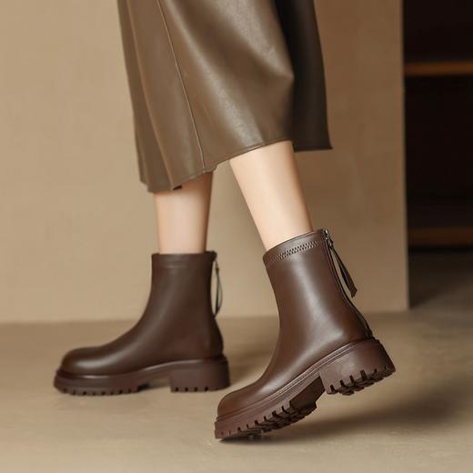 ZHR马丁靴女2023秋冬新款英伦风时髦短靴圆头厚底女短靴休闲百搭 商品图9