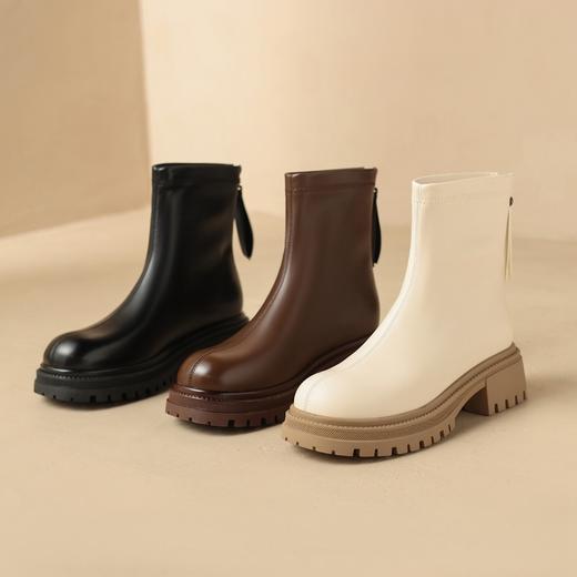 ZHR马丁靴女2023秋冬新款英伦风时髦短靴圆头厚底女短靴休闲百搭 商品图12