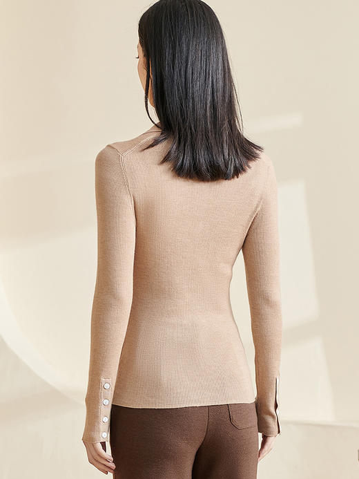 剩S 米思阳2026春季新款时尚设计感针织衫Polo领修身纯色羊毛上衣0021 商品图2