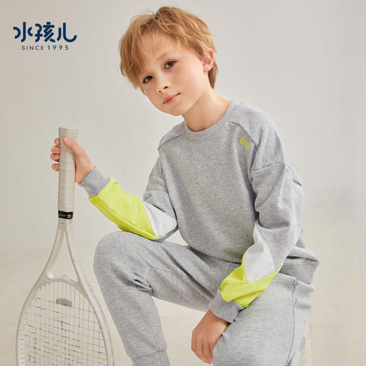 水孩儿童装秋冬新款男童卫衣时尚潮流宽松圆领运动中大童长袖上衣 商品图1
