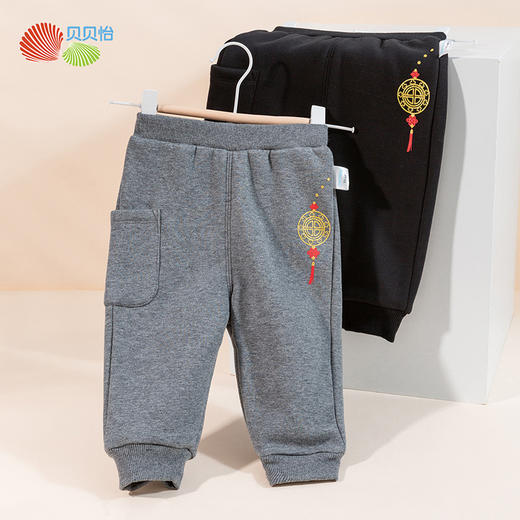 贝贝怡童装男女童秋冬款加绒长裤国潮风保暖束脚裤儿童暖绒蹦蹦裤233K2538
 商品图3