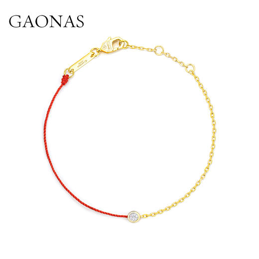 GAONAS 925银手链 高纳仕 时尚红绳金色细手链10144SR 商品图0