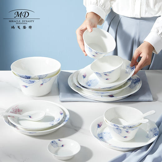 【玛戈隆特】荷莲盛宴6人食骨瓷中式家用餐具套装碗盘碟组合礼盒包装 商品图2
