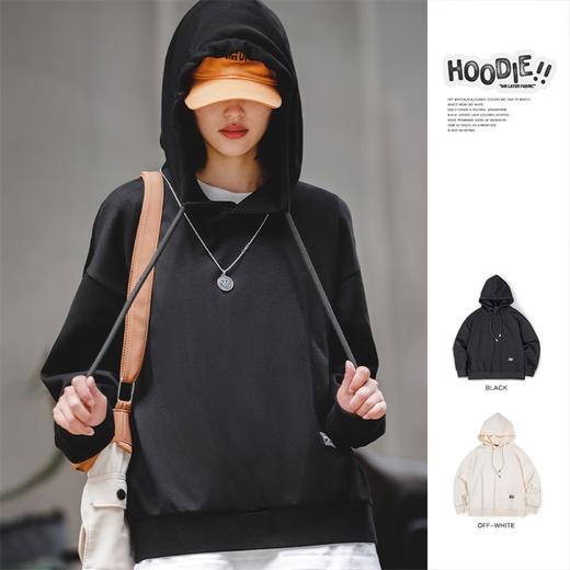 马登美式休闲空气层连帽卫衣宽松复古纯色套头小众上衣秋季女 商品图0