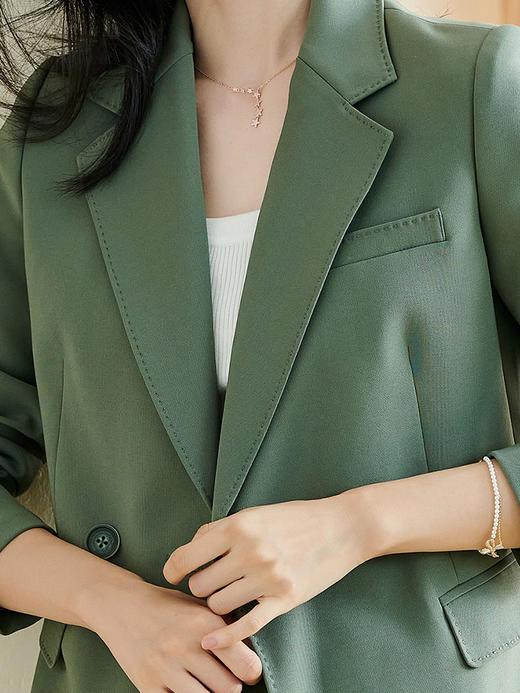 剩S/XL 米思阳2024秋季新款时尚减龄西装修身长袖一粒扣净色职业外套2601 商品图4