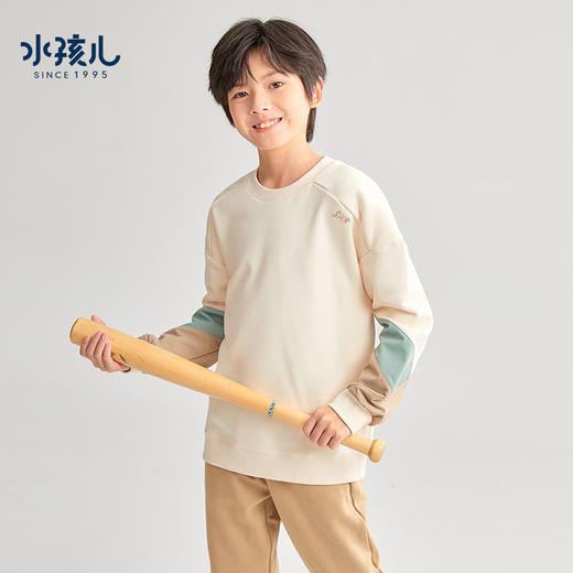 水孩儿童装秋冬新款男童卫衣时尚潮流宽松圆领运动中大童长袖上衣 商品图0