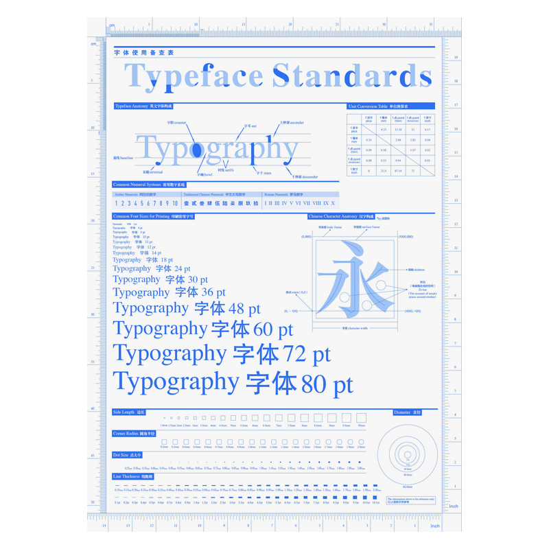 【SendPoints】字体使用备查表(海报) 中英双语原版艺术平面字体设计 实用多功能海报