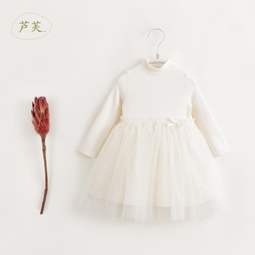 【马克珍妮 芦芙】秋冬新款 女童半高领拼接花边网纱连衣裙231619 商品图1