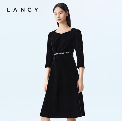 L1朗姿 法式设计感丝绒连衣裙高级感显瘦鱼尾裙 LCSP03VOP131 商品图0