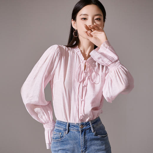 芳外【法式系带衬衫】23秋款灯笼袖显白女式衬衫 商品图5
