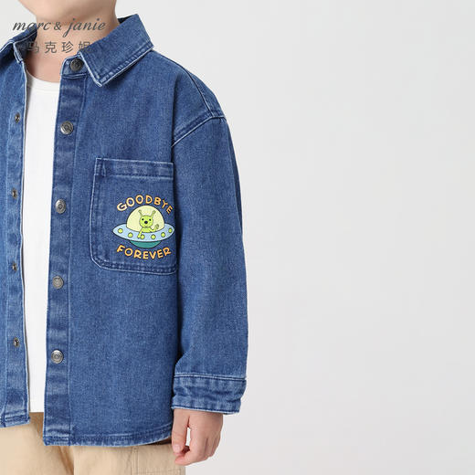 马克珍妮秋装新款 男童趣味图案纯棉柔软牛仔衬衫 儿童衬衣231393 商品图3