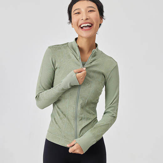 Leorrey乐拉无缝提花针织工艺运动瑜伽健身立领普拉提拉链外套 商品图4