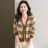V领条纹复古民族风减龄遮肚子开衫针织衫短外搭CC-6692 商品缩略图1
