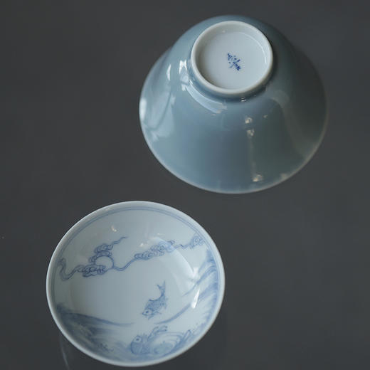 景德镇 忘言/知鱼在川茶碗 手绘盖碗带盖泡茶茶盏茶碗手绘陶瓷茶具 商品图3