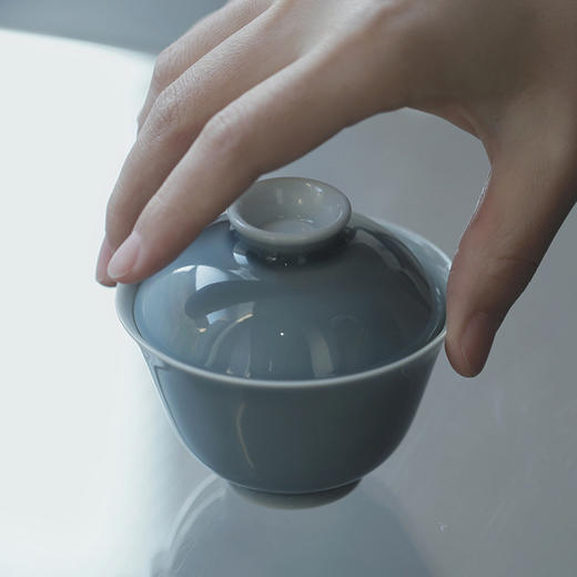 景德镇 忘言/知鱼在川茶碗 手绘盖碗带盖泡茶茶盏茶碗手绘陶瓷茶具 商品图1