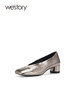 westory春秋法式粗跟浅口方头单鞋小众复古时尚女鞋W23CM73701 商品缩略图2