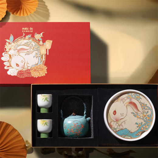 朱炳仁·铜 月见喜乐 中秋茶礼 纯手工錾刻金桂 商品图5