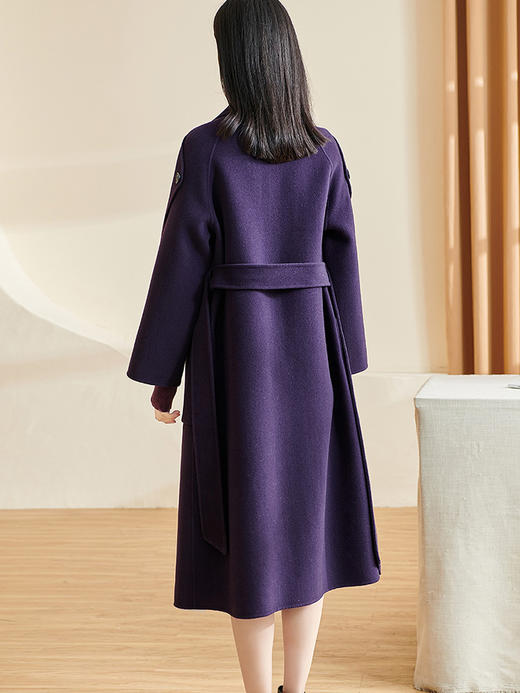 剩L 米思阳冬季新款简约高端100%羊毛双面呢毛呢大衣长款外套女厚1227 商品图6