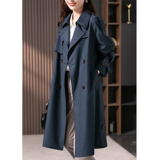 【现货7天】英伦双排扣宽松减龄中长款风衣外套女2023秋季新款韩版大衣 商品图3