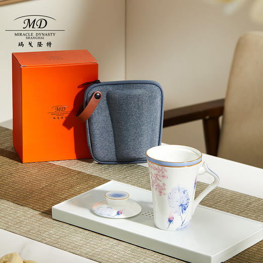 【玛戈隆特】骨瓷茶具礼盒荷莲盛宴三件套装带过滤茶杯旅行家用高颜值 商品图1