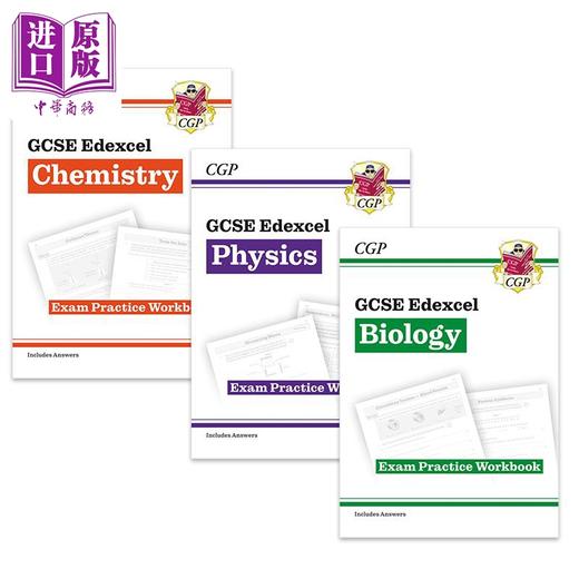 【中商原版】英国原版CGP教辅 爱德思考试练习3册套装 物理Physics 生物Biology 化学Chemistry New GCSE Edexcel Exam Practice Workbook 商品图0