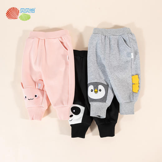 贝贝怡童装男女童加绒长裤萌趣小动物秋季柔软蹦蹦裤宝宝裤233K2540 商品图8