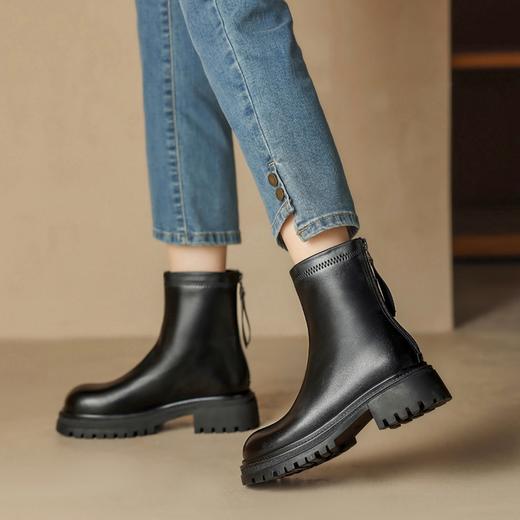 ZHR马丁靴女2023秋冬新款英伦风时髦短靴圆头厚底女短靴休闲百搭 商品图1