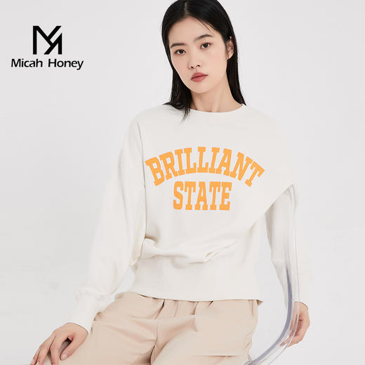 米加蜜宽松灯笼袖圆领休闲卫衣 商品图2