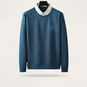 【假两件】【新款DDA】大依优型大码男士假两件长袖T恤商务休闲上衣加肥加大胖子舒适