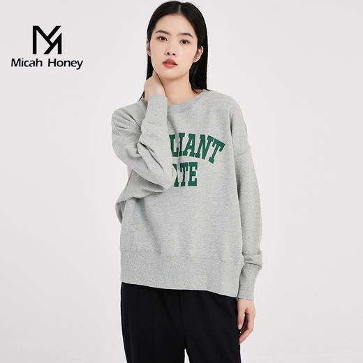 米加蜜宽松灯笼袖圆领休闲卫衣 商品图0