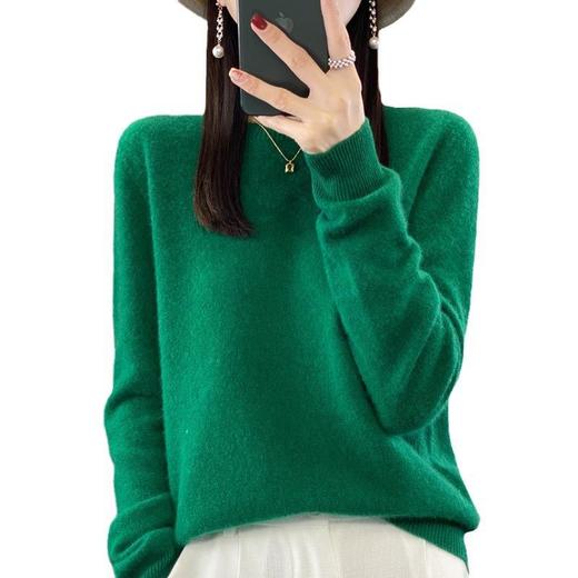丁摩一线成衣羊毛衫女宽松圆领百搭针织毛衣打底羊绒AL D202 商品图4