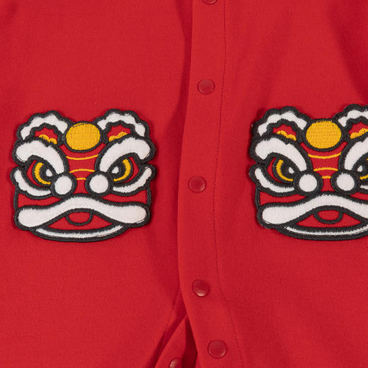 贝贝怡婴儿春秋前开连体衣婴童百天衣服新生儿中国红舞狮哈衣周岁服233L2086
 商品图7