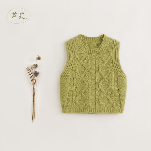 【马克珍妮 芦芙】秋装新款 女童复古提花绵羊毛针织马甲231919 商品图1