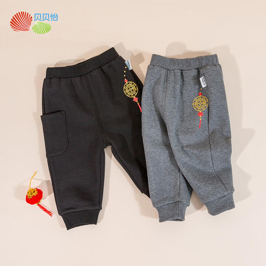 贝贝怡童装男女童秋冬款加绒长裤国潮风保暖束脚裤儿童暖绒蹦蹦裤233K2538
 商品图1